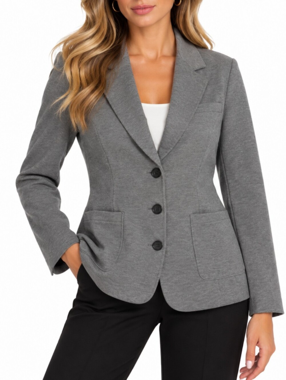 J. Jill Gray Knit Sweater Blazer Size Medium Soft Casual Preppy Cozycore Office